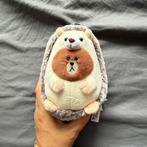 Hedgehog Brown Line Friends Keychain